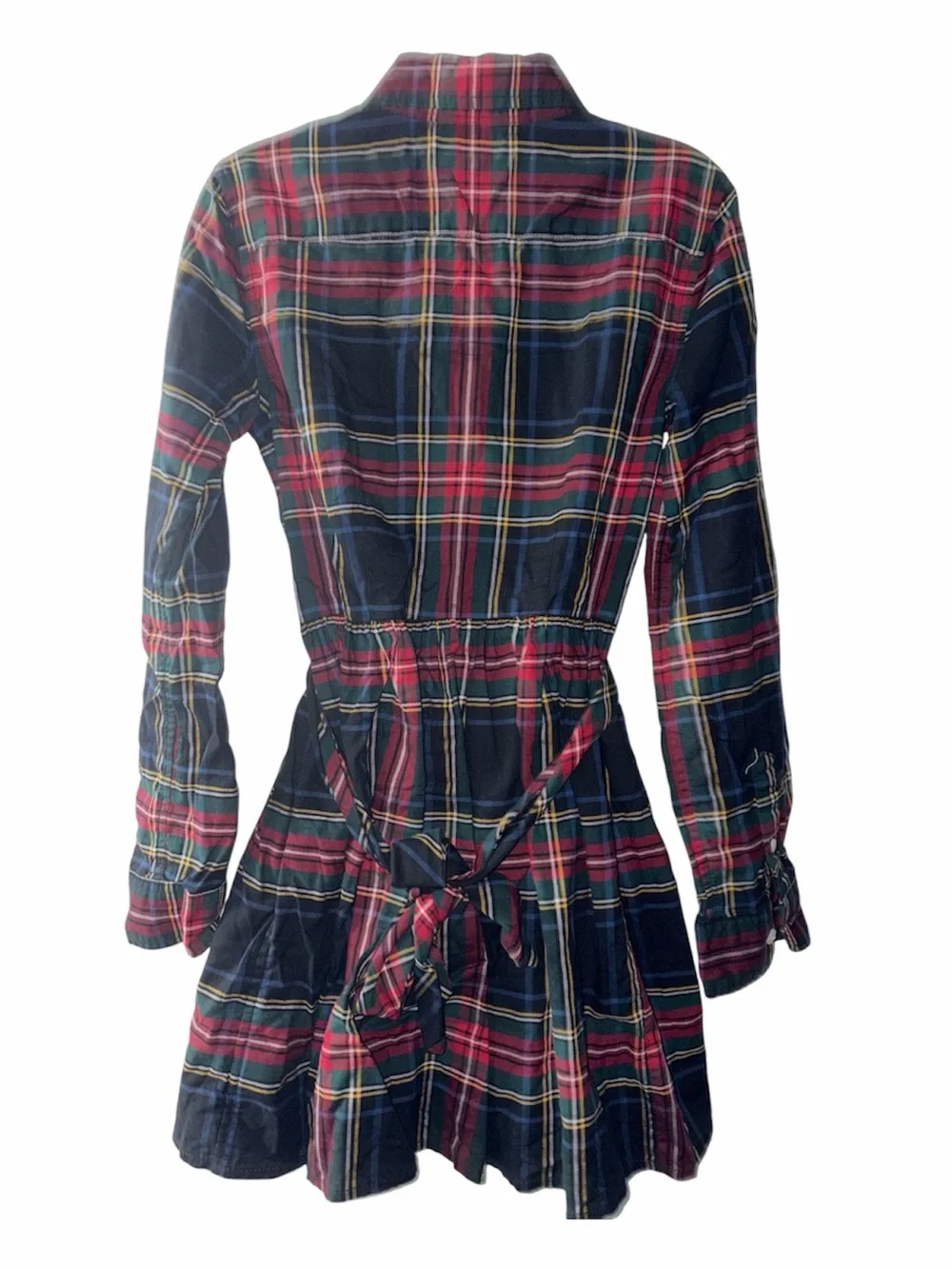 Ralph Lauren Navy, Red & Yellow Plaid Button-Front Shirt Dress Size 10 girls